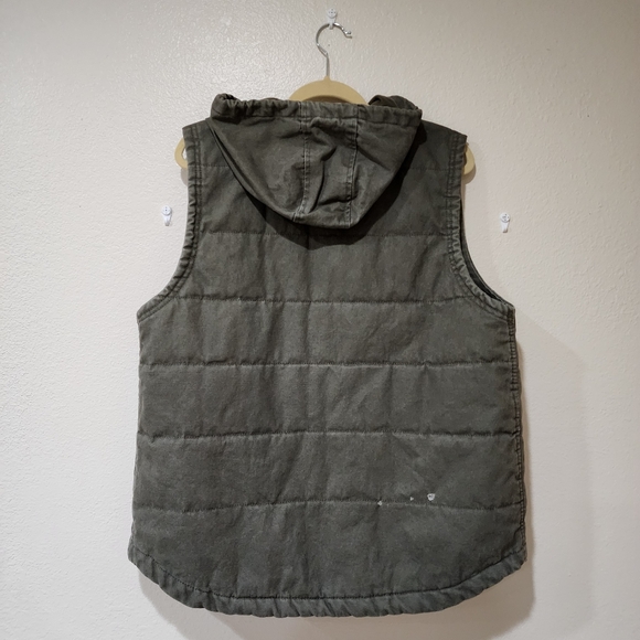 Wrangler Workwear Men's Work Vest with Hood Olive Drab Quilted Utility size L - Picture 12 of 12